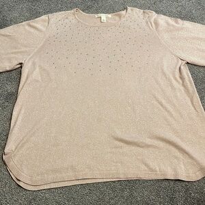 Emaline 2x sweater - pink with silver sparkle, gold and silver embellishments